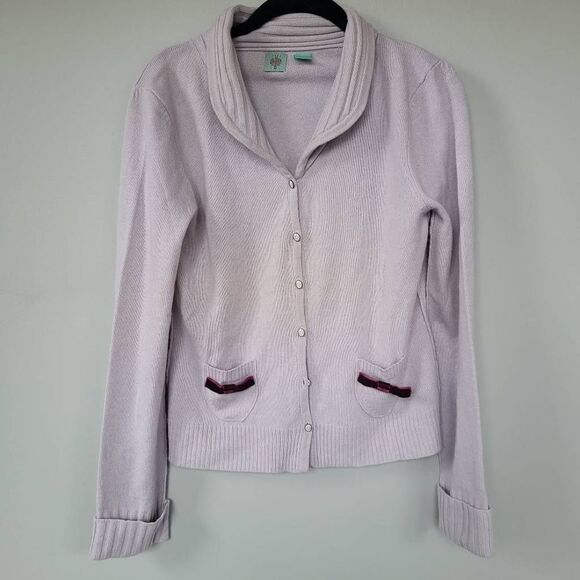 Vintage Anthropologie HWR Womens Large 100% Cashmere Cardigan Sweater Purple - Picture 1 of 8